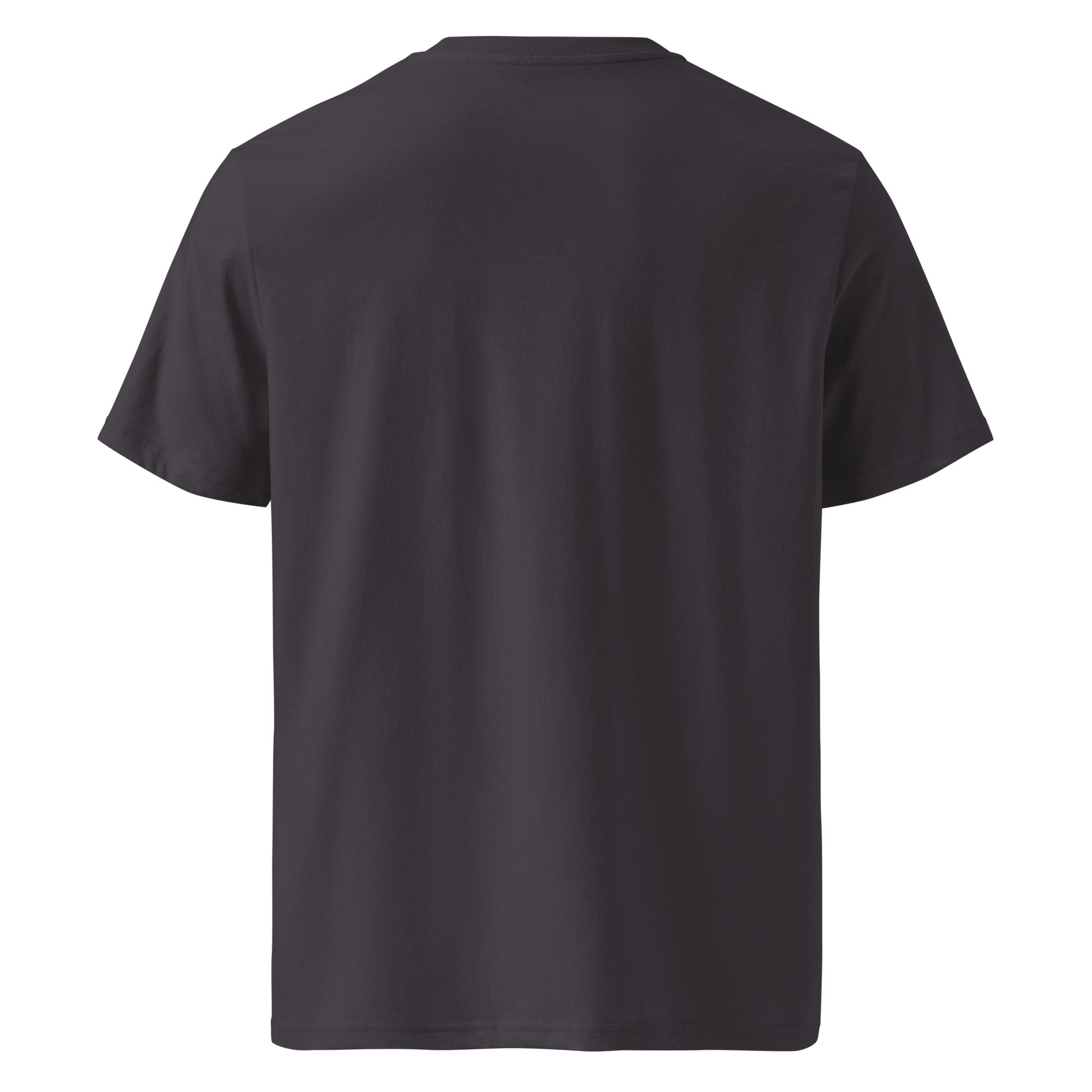 Camino Mozárabe Gradient Unisex Organic Cotton T-shirt in anthracite - back view featuring route map with three starting points from Almería, Málaga, and Jaén to Mérida